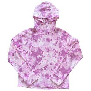 Girls Jumping beans pull on fleece hoodie sweater size 12 All Over Heart prints